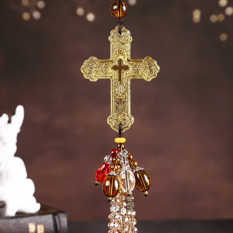 Crystal Cross Car Pendant - Image 4