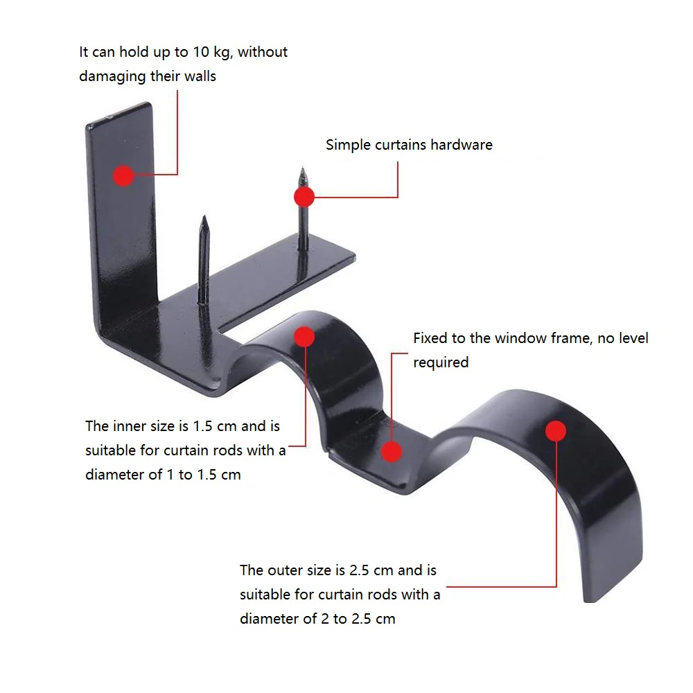 Curtain Rod Brackets (2 pcs) - Image 6