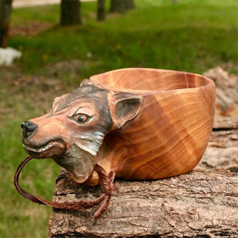 Cute Animal Handmade Wooden Mug - Image 4