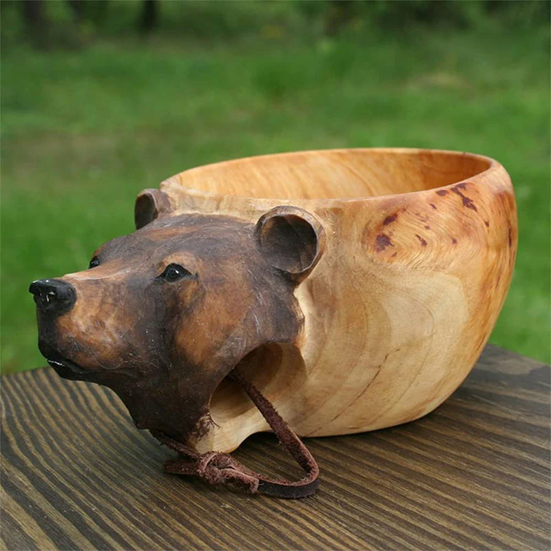 Cute Animal Handmade Wooden Mug - Image 5