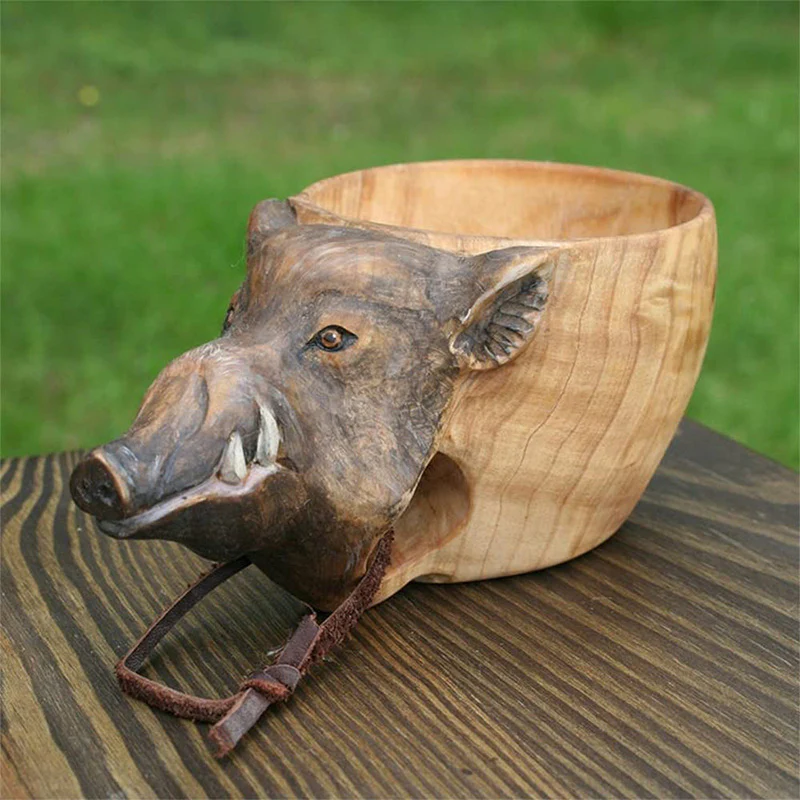 Cute Animal Handmade Wooden Mug - Image 6