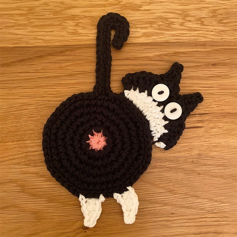 Cute Knitted Kitten Butt Coasters - Image 10