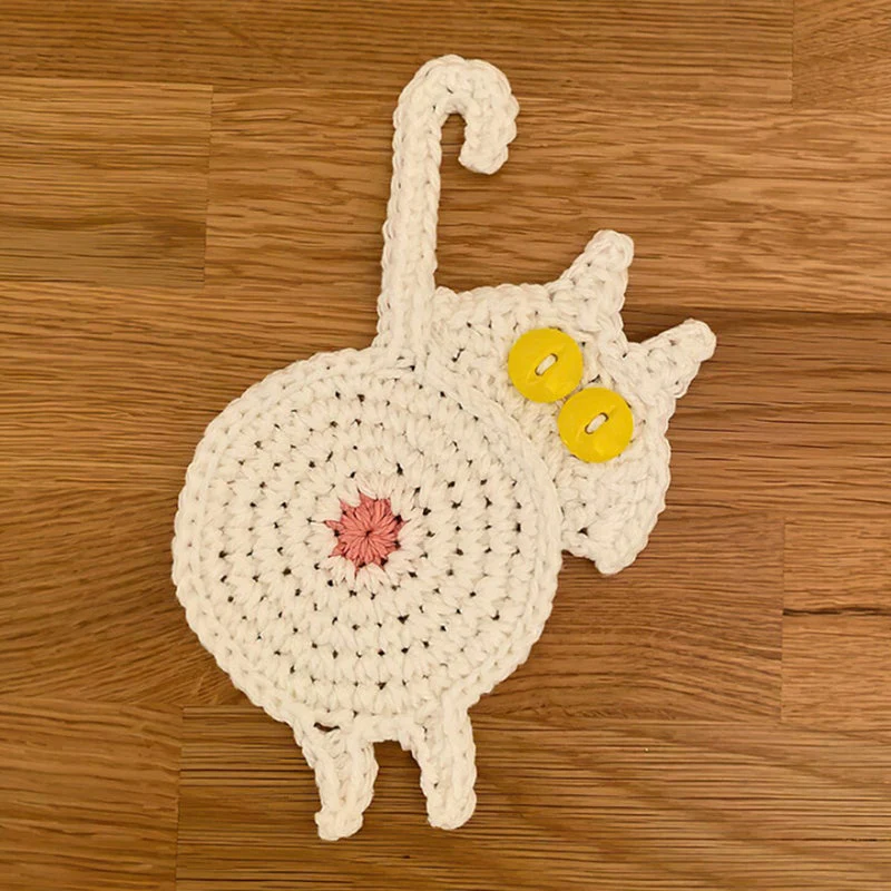 Cute Knitted Kitten Butt Coasters - Image 11