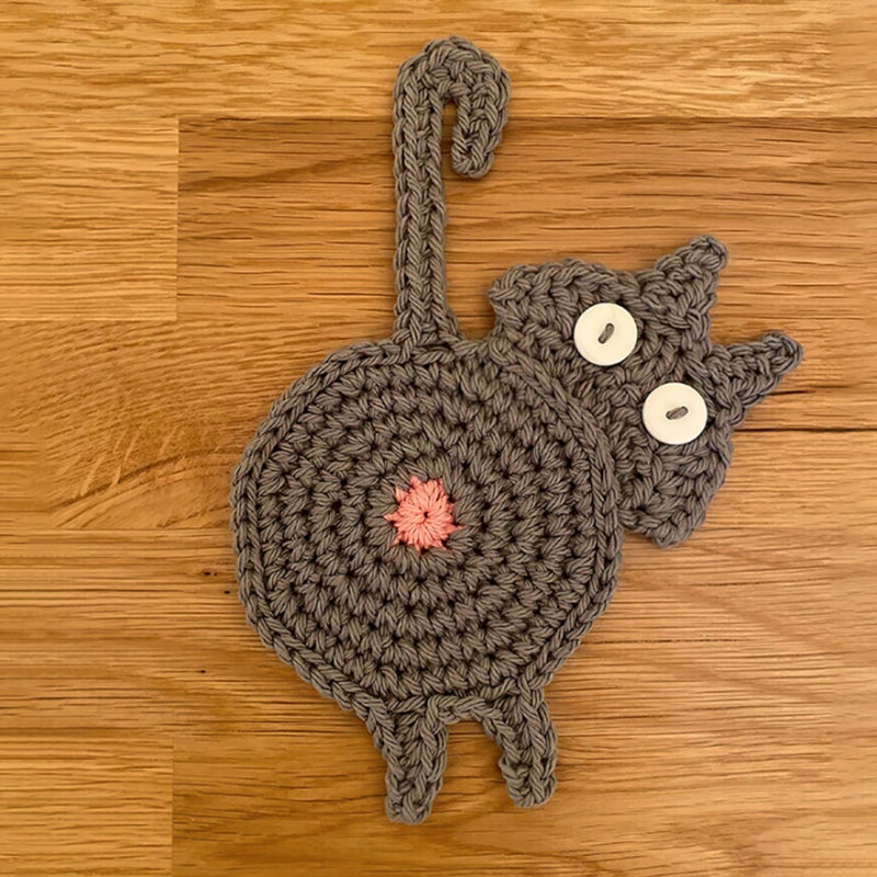 Cute Knitted Kitten Butt Coasters - Image 6
