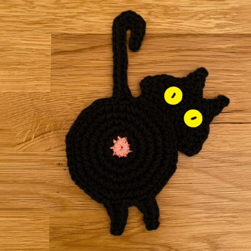Cute Knitted Kitten Butt Coasters - Image 7