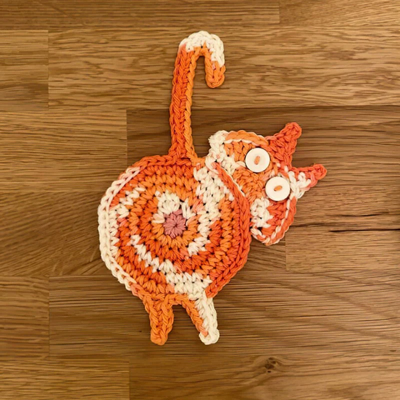 Cute Knitted Kitten Butt Coasters - Image 8