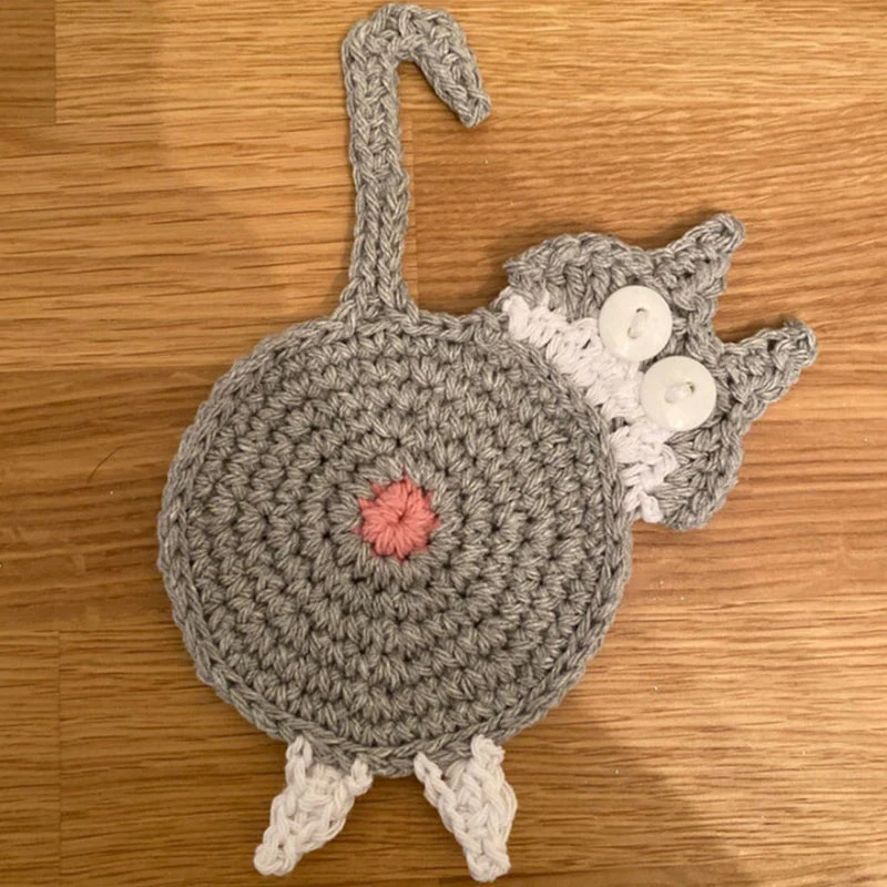 Cute Knitted Kitten Butt Coasters - Image 9