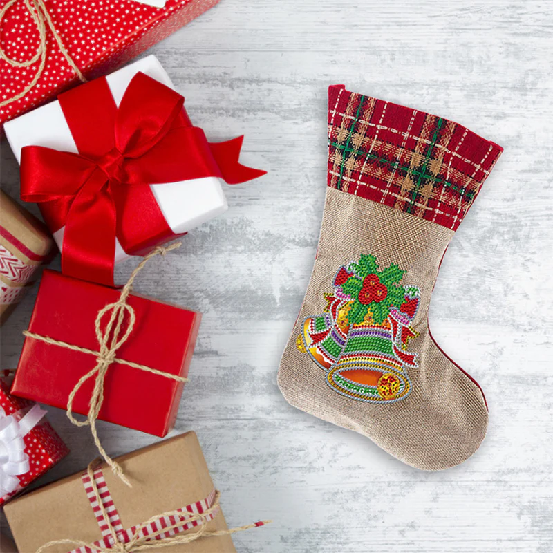 Diamond Painting Xmas Rhinestone Sock Embroidery Mosaic Gift Bag - Image 3