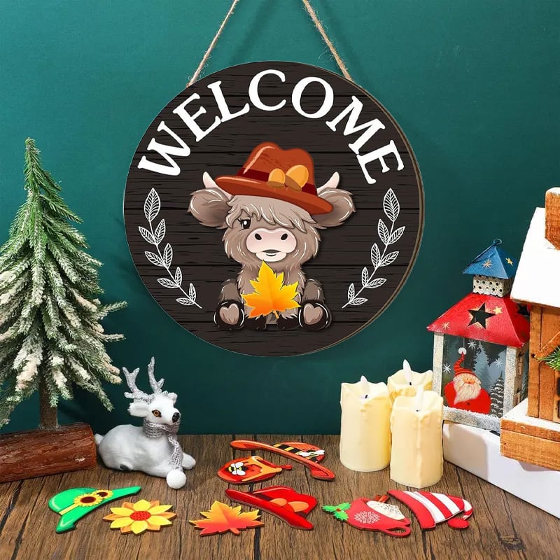 DIY Wooden Christmas Highland Bull Welcome Sign - Image 10