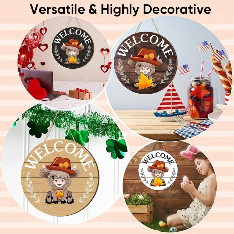 DIY Wooden Christmas Highland Bull Welcome Sign - Image 3