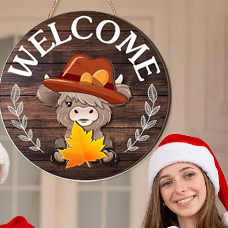 DIY Wooden Christmas Highland Bull Welcome Sign - Image 7