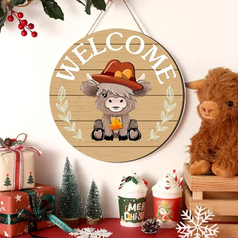DIY Wooden Christmas Highland Bull Welcome Sign - Image 8