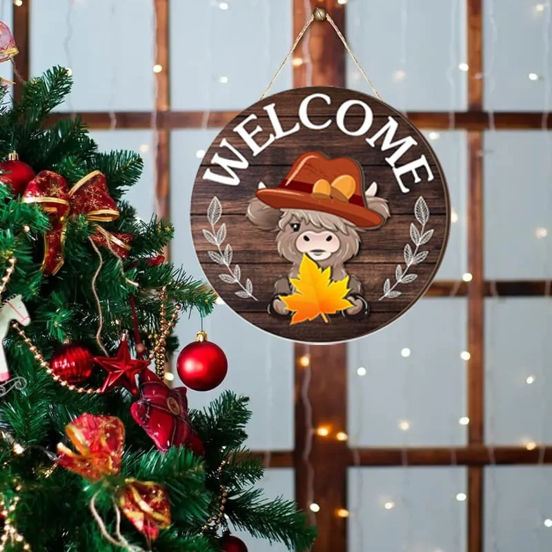 DIY Wooden Christmas Highland Bull Welcome Sign - Image 9