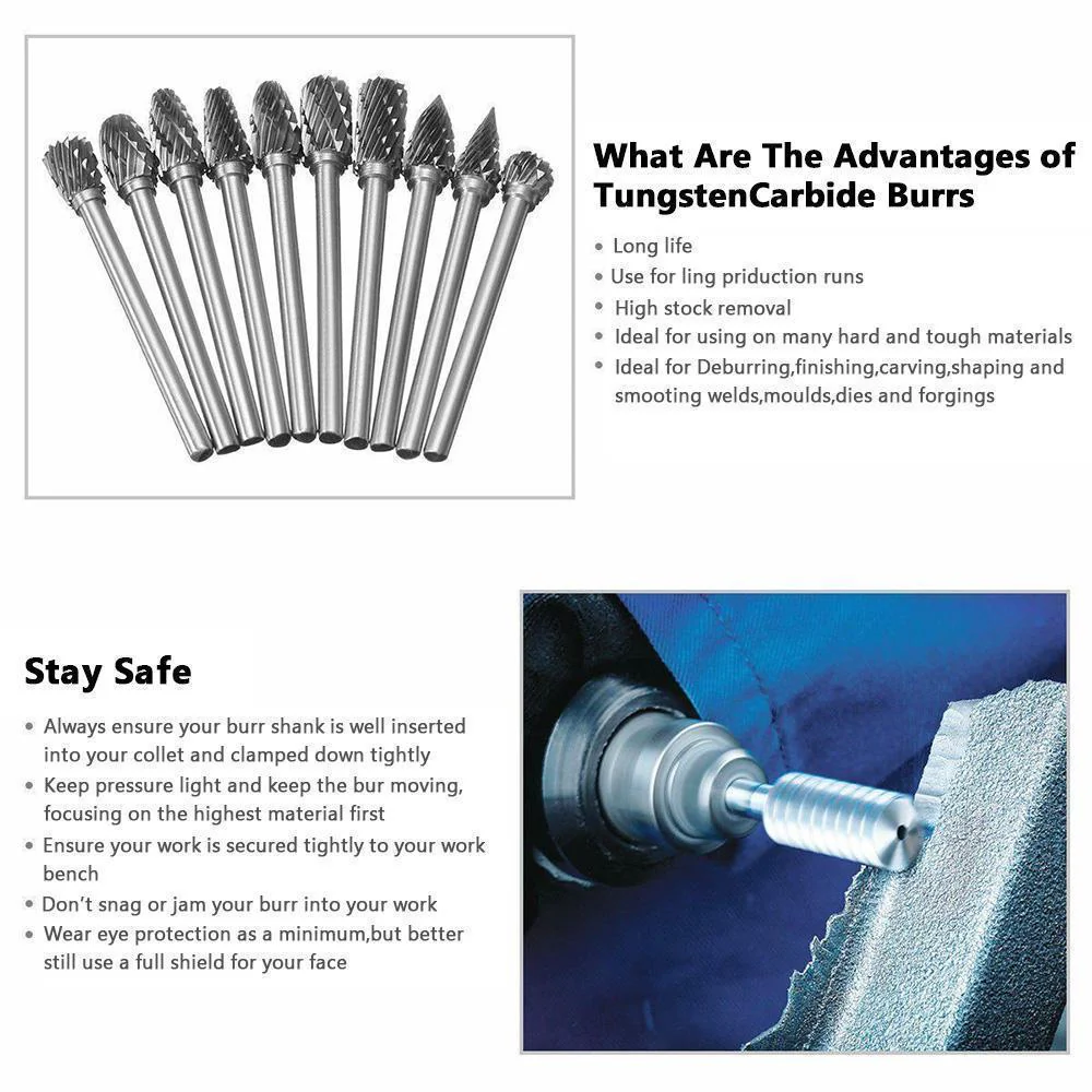 DOMOM 10-In-1 Tungsten Steel Grinding Head Set ( 10PCs ) - Image 6