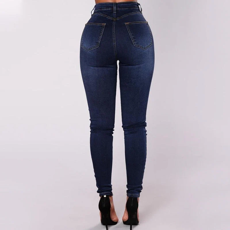 Double-breasted Skinny Jeans with High Waist - Image 4