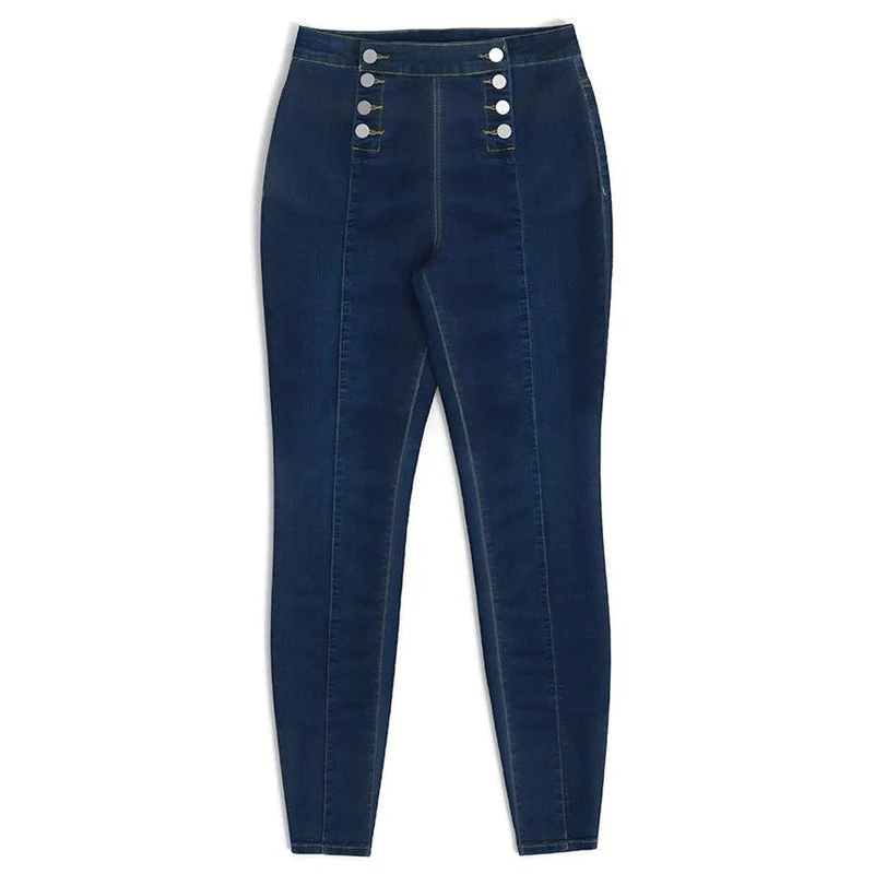 Double-breasted Skinny Jeans with High Waist - Image 6