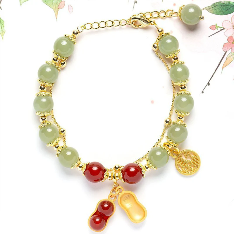Double Chain Natural Jade Bracelet - Image 11