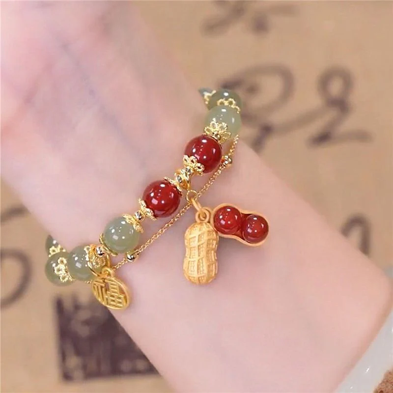 Double Chain Natural Jade Bracelet - Image 2