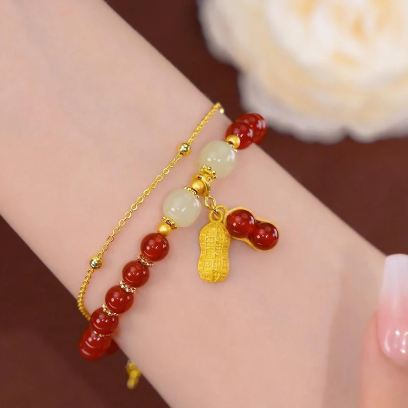 Double Chain Natural Jade Bracelet - Image 3