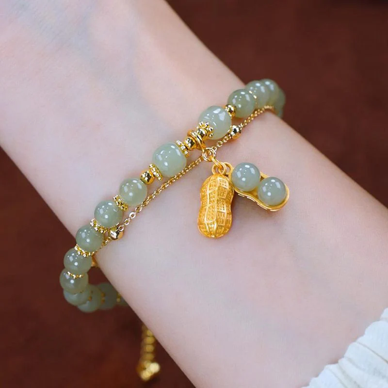 Double Chain Natural Jade Bracelet - Image 5