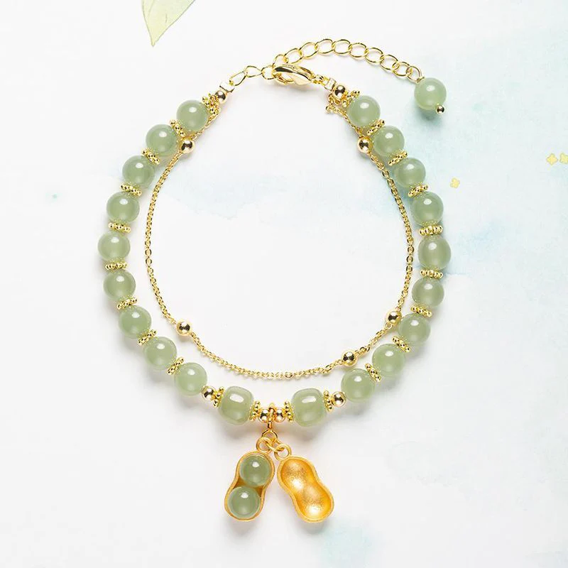 Double Chain Natural Jade Bracelet - Image 9