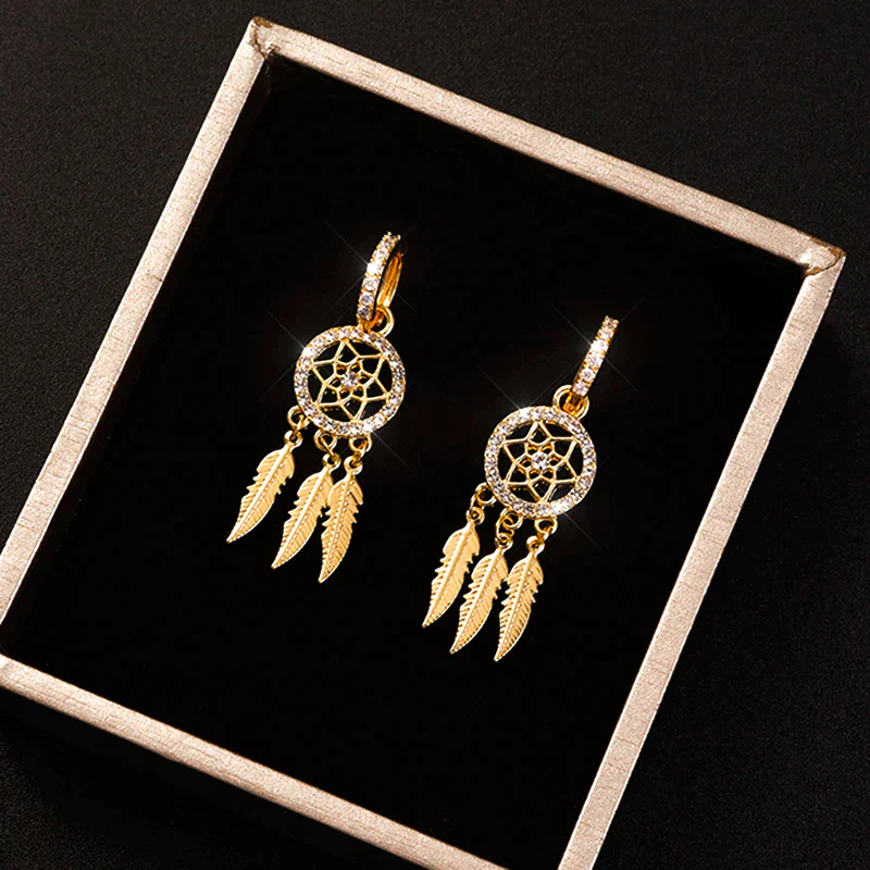 Dreamcatcher Crystal Charm Earrings - Image 10