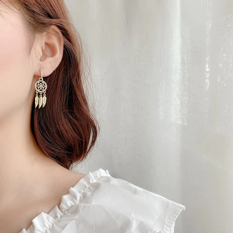 Dreamcatcher Crystal Charm Earrings - Image 2