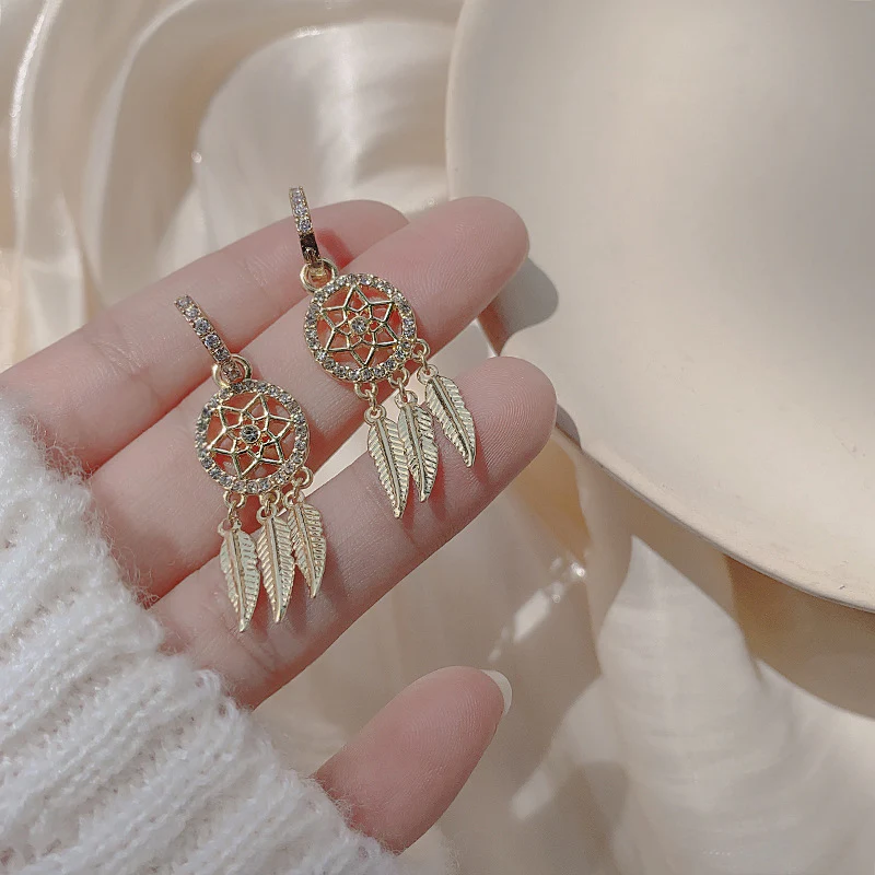 Dreamcatcher Crystal Charm Earrings - Image 4