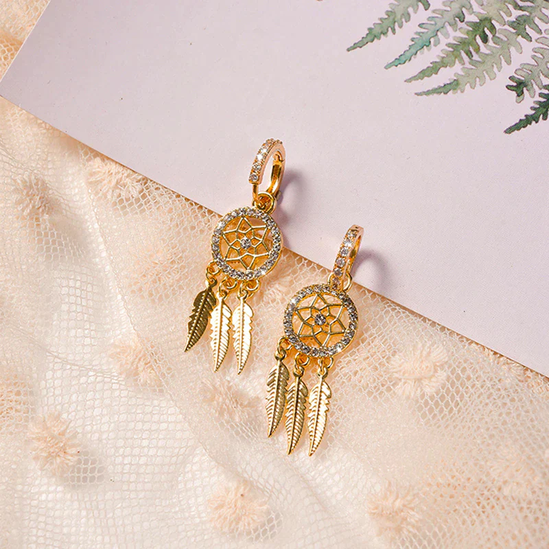 Dreamcatcher Crystal Charm Earrings - Image 5