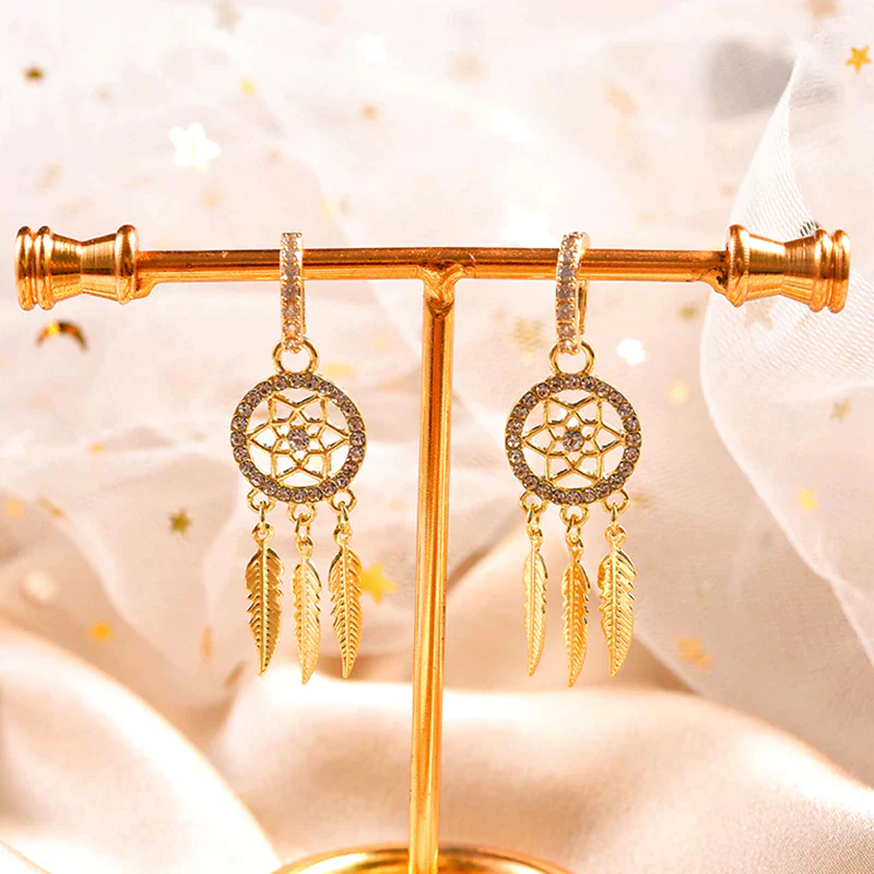 Dreamcatcher Crystal Charm Earrings - Image 6