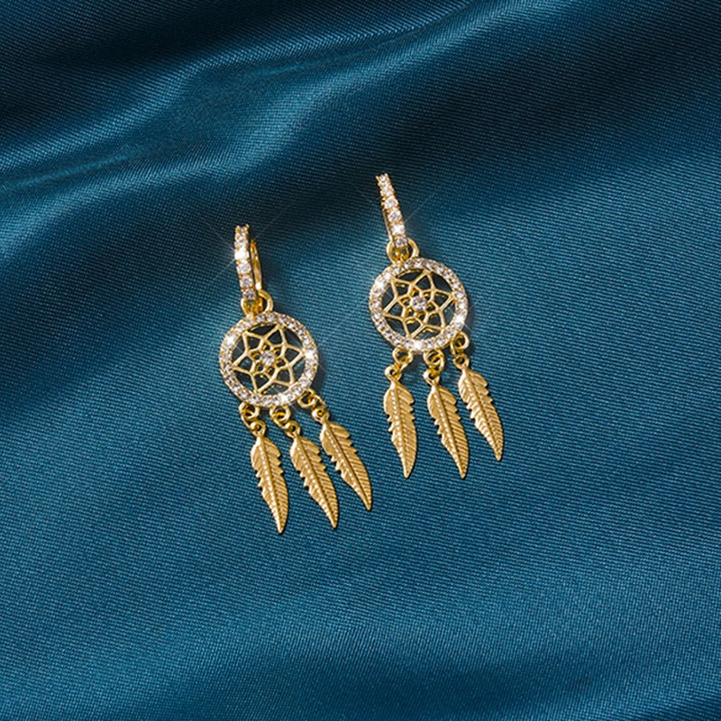 Dreamcatcher Crystal Charm Earrings - Image 8
