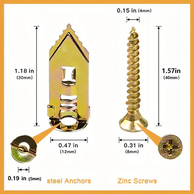 Drywall Expansion Anchors + High Strength Zinc Screws Kit (Pack of 100) - Image 12