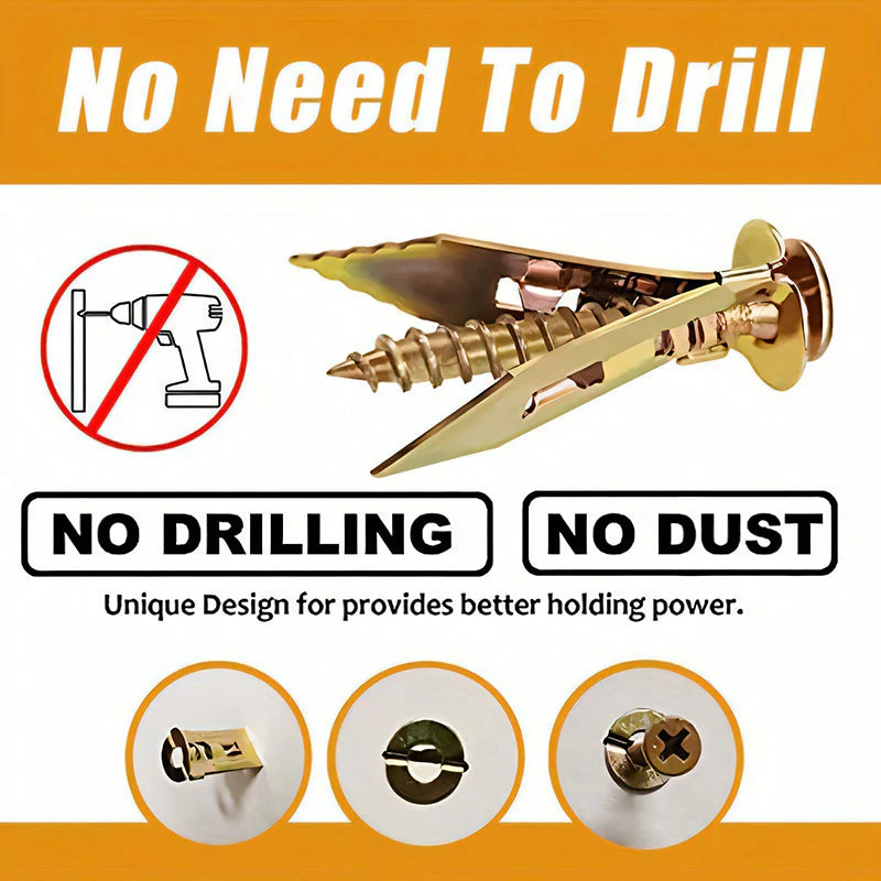 Drywall Expansion Anchors + High Strength Zinc Screws Kit (Pack of 100) - Image 3