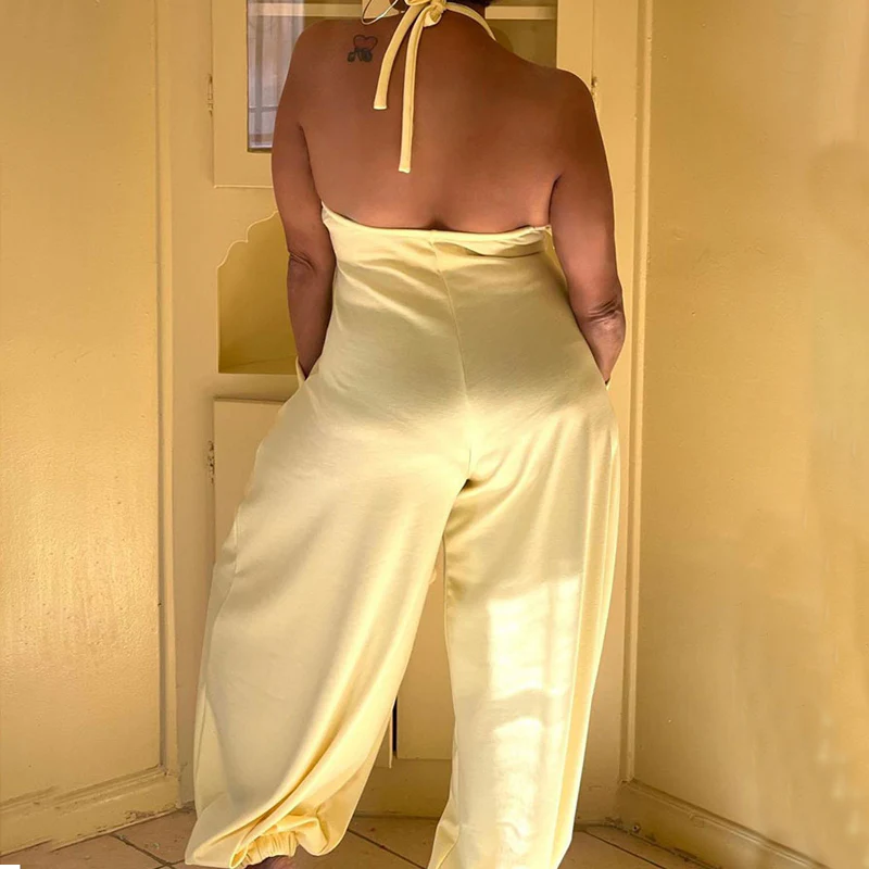 Dual Pocket Tie Back Halter Jumpsuit - Image 5
