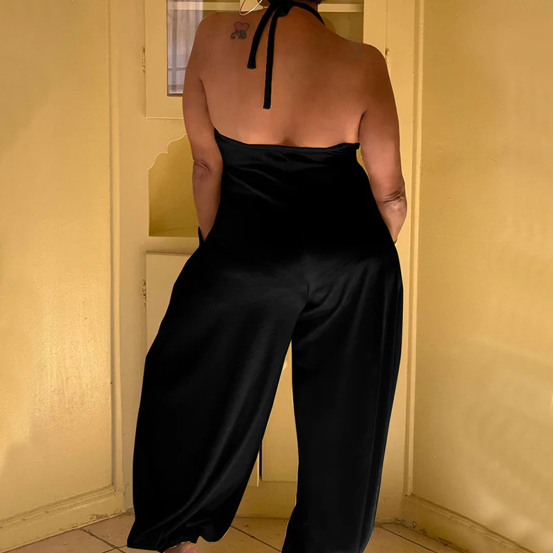Dual Pocket Tie Back Halter Jumpsuit - Image 6