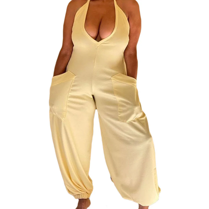 Dual Pocket Tie Back Halter Jumpsuit - Image 7