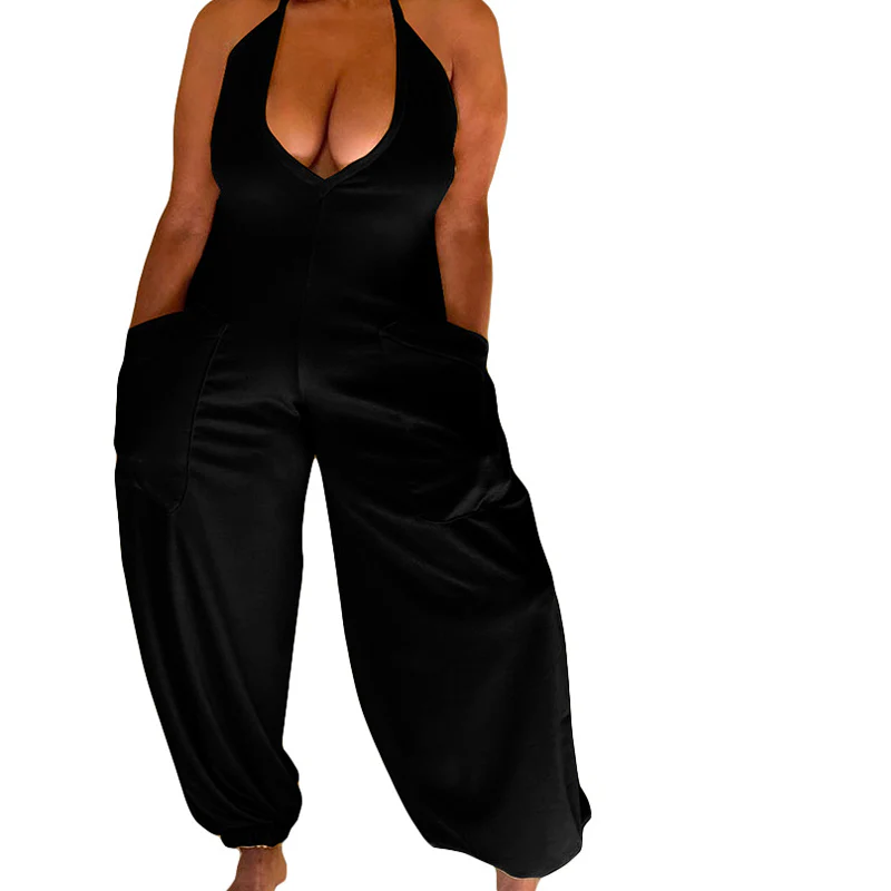Dual Pocket Tie Back Halter Jumpsuit - Image 8