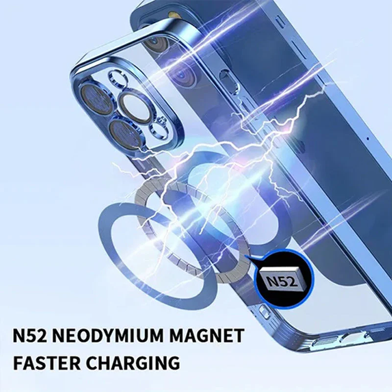 Electroplating Wireless Magnetic Charging All-Inclusive Lens Case for iPhone - Image 4
