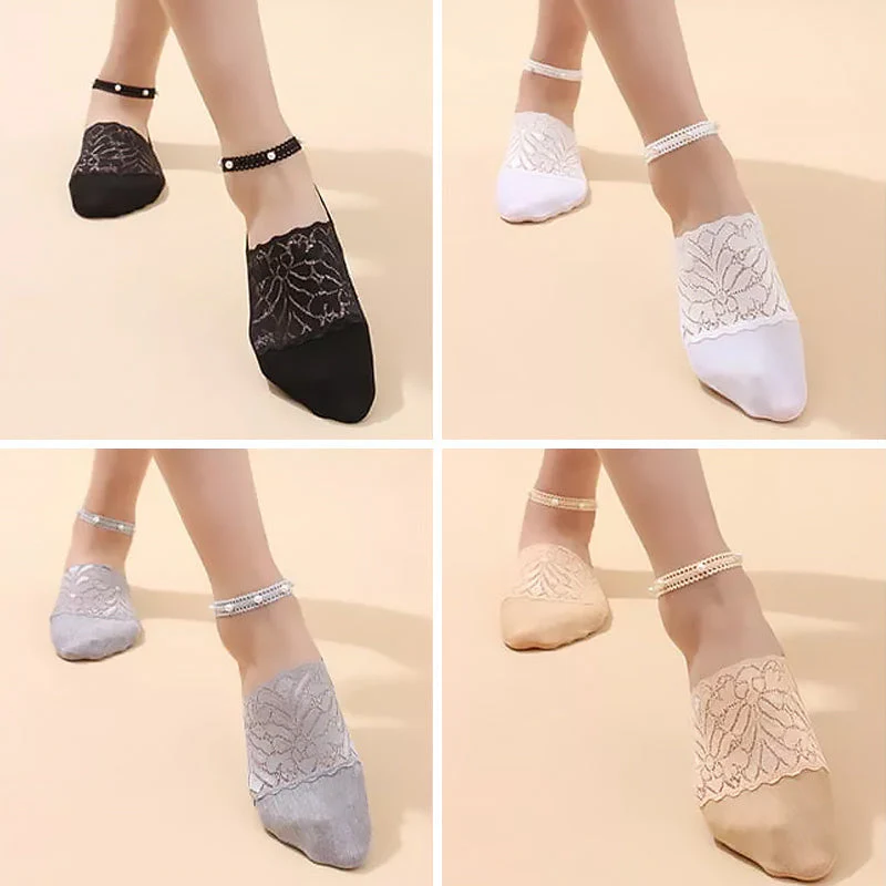 Elegant Pearl Lace Socks - Image 3