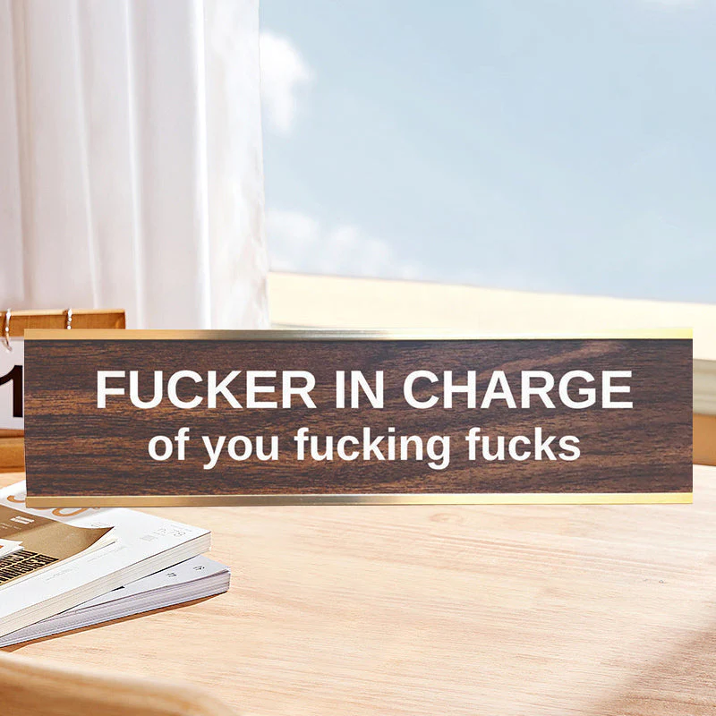 Engraved Desk Sign With Gold Stand - Image 5
