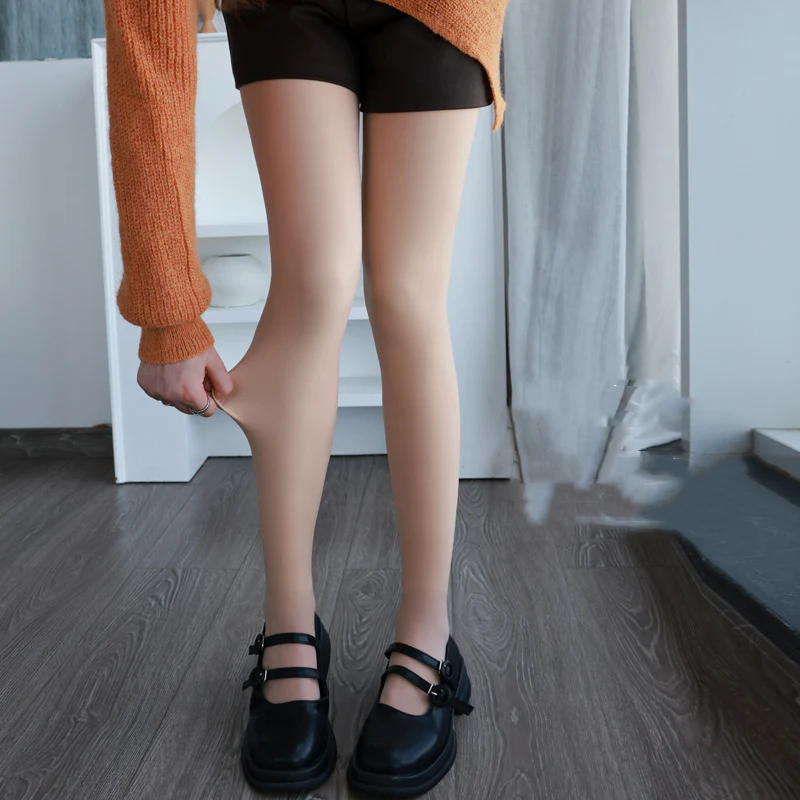Fake Translucent Warm Plush Lined Elastic Tights - Image 14