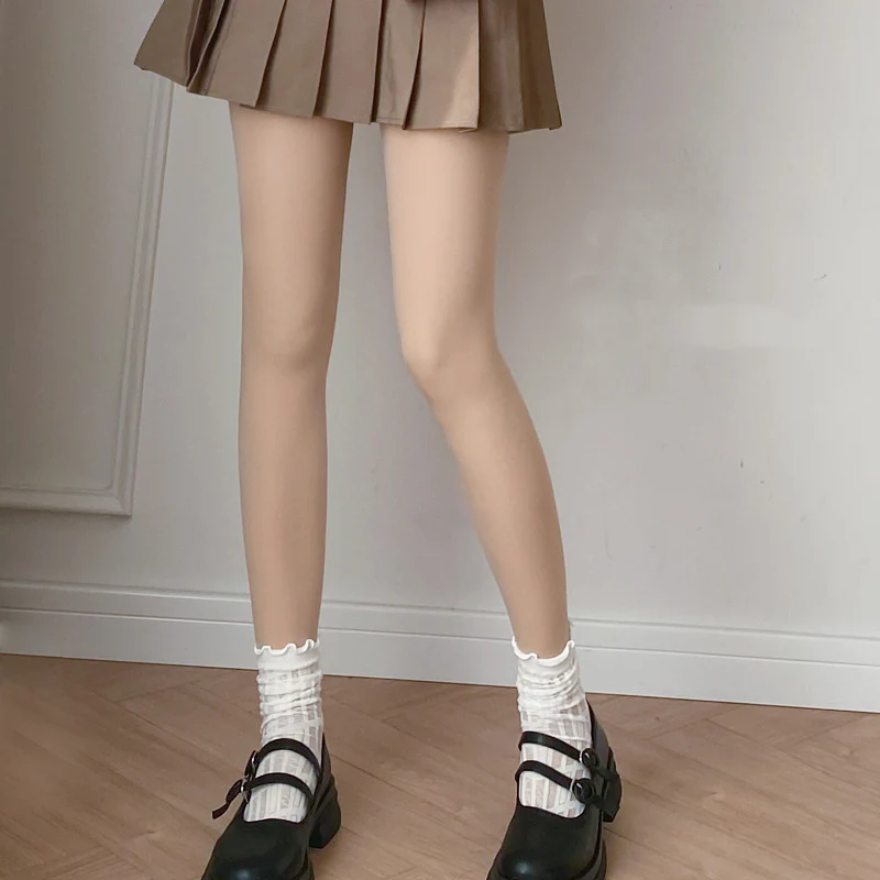 Fake Translucent Warm Plush Lined Elastic Tights - Image 16