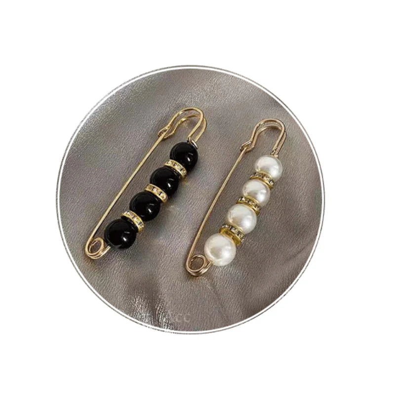Fancy Rhinestones Pearls Safety Pin Brooch - Image 4