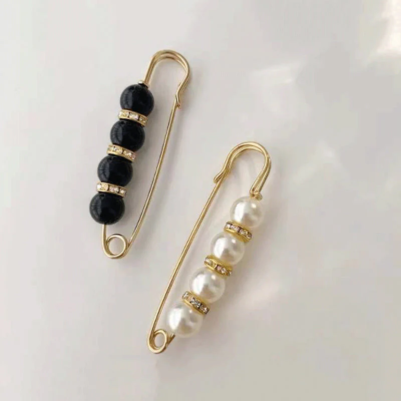 Fancy Rhinestones Pearls Safety Pin Brooch - Image 5