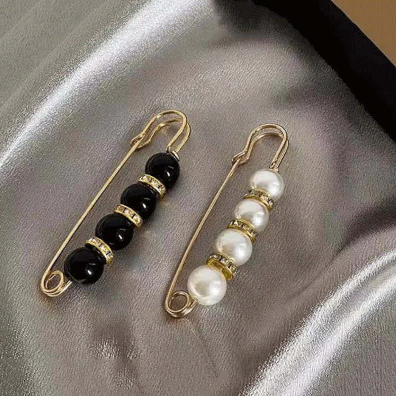Fancy Rhinestones Pearls Safety Pin Brooch - Image 6