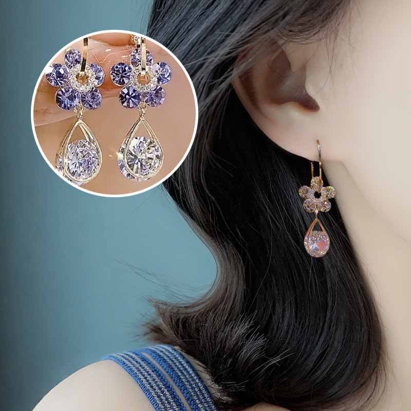 Fashion Flower Crystal Earrings - Image 3