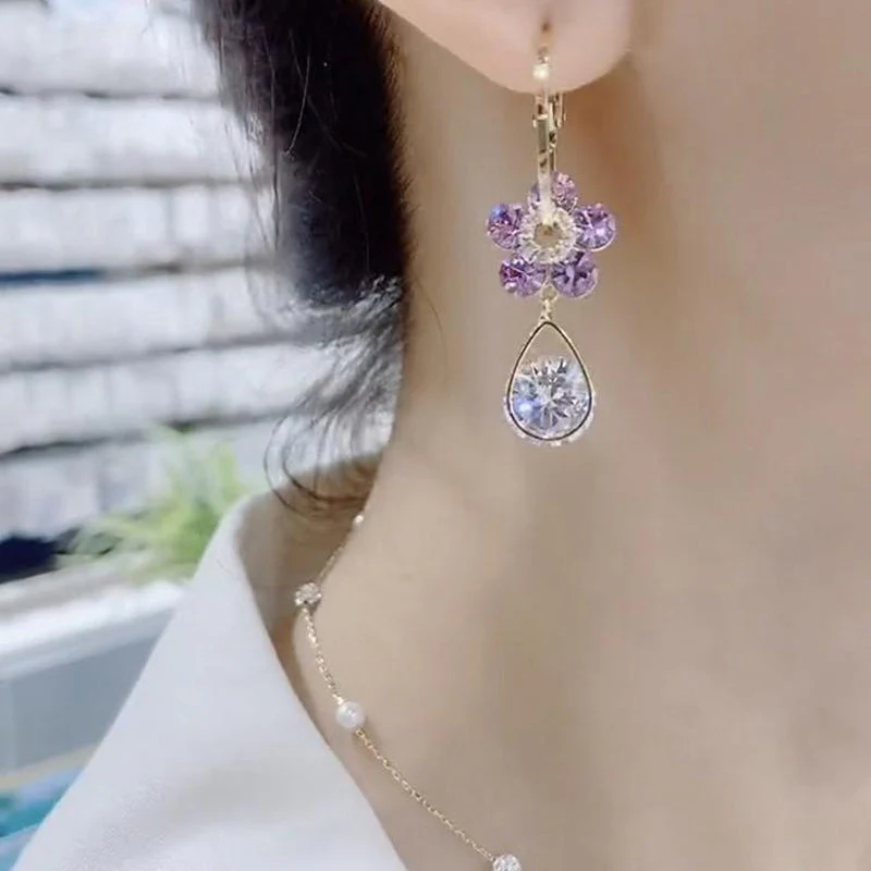 Fashion Flower Crystal Earrings - Image 6