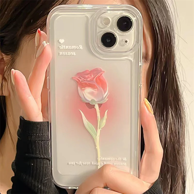 Fashion Tulip Rose Flower Floral Soft Shockproof Compatible with Case for iPhone - Image 2