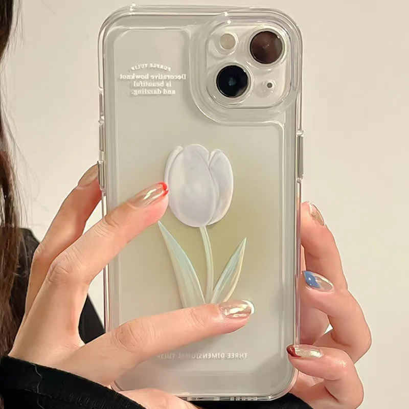 Fashion Tulip Rose Flower Floral Soft Shockproof Compatible with Case for iPhone - Image 3