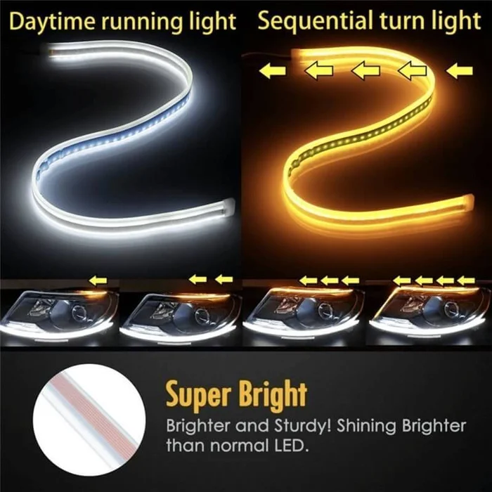 Flexible DRL LED Night & Daytime Running Light Strip (No Disassembling Needed) - Image 11